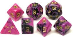 HOT Games Dobbelstenen Toxic Paars/Zwart 7 ass zak