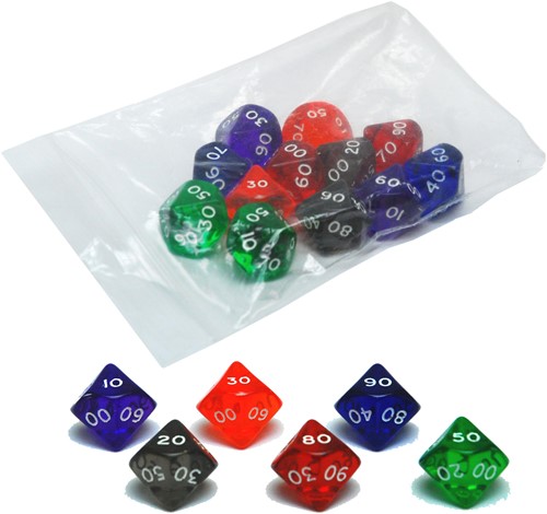 HOT Games Dobbelsteen acryl D10 00-90, 6kl.verp.12