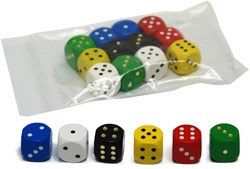 HOT Games Dobbelsteen 16 mm.hout 6 kleur ass.VE12