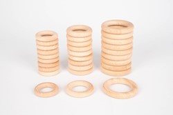 TickiT 73919 Ringe aus Buchenholz, 70 mm Durchmesser, Naturholz, 10 Stück