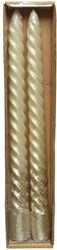 Decoris bougie de dîner swirl crème pailletée lot de 2 bougies luxe