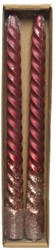 Decoris bougie de table swirl sang de bœuf pailletée 25cm lot de 2 cire rouge