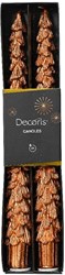 Decoris bougie de table sapin de Noël cuivre 25cm lot de 2 bougies festives