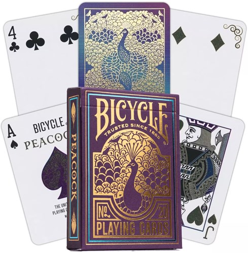 Bicycle Premium Spielkarten Poker Lila Peacock Cold-Foil Finish