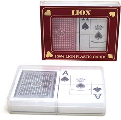 HOT Sports + Toys Poker Speelkrt.Set Gr.Index100% plast.Lion