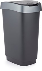 Rotho Afvalemmer 25L Twist Dark Silver