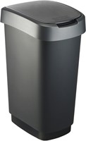 Rotho Afvalemmer 50L Twist Dark Silver