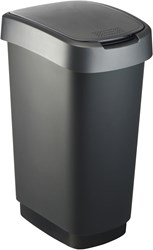 Rotho Afvalemmer 50L Twist Dark Silver