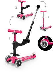 Micro Mini Micro 3in1 scooter Deluxe Push LED Pink