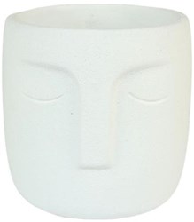 HBX natural living pot de fleurs céramique visage blanc décoration 15,5x14,8cm