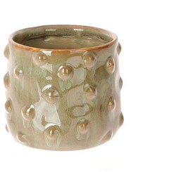HBX natural living pot de fleurs céramique vert olive 11,5x11cm décoration