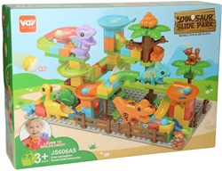 Lobbes coffret de construction circuit à billes dino - blocs de construction colorés jouet