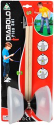 Lobbes Diabolo Spielzeug groß durchsichtig Kunststoff mit Holzstäben