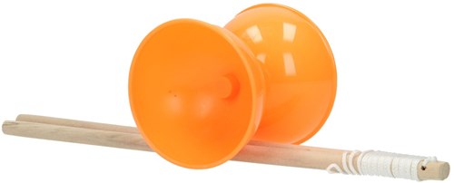 Diabolo orange Spielzeug für Kinder - Kunststoff Diabolo mit Holzstäben