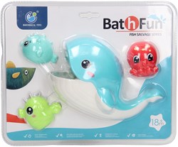 Badespielset Wal Hai Schnapper Badespielzeug Fische fangen 4-teilig Kunststoff