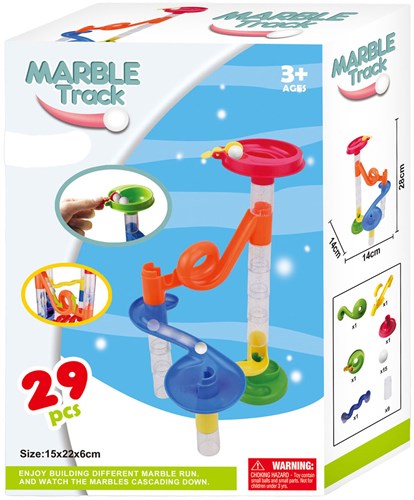 Lobbes circuit à billes jouet coloré 29 pièces construction créative