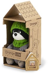 Orange Toys Plüsch Waschbär mit grüner Mütze - Kuscheltier Spielzeug