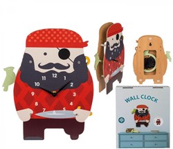 Wandklok Piraat hout 21x29cm kids