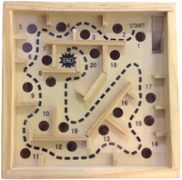 HOT Games Holzlabyrinth Geschicklichkeitsspiel klein - Reisespiel 12x12 cm