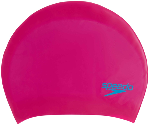 Speedo Badekappe Junior Silikon langes Haar rosa-blau Schwimmen