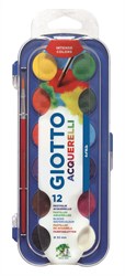 Giotto Malkasten Farbtöpfchen 12 Stück 30mm mit Pinsel