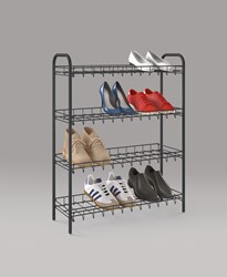 Tomado Schuhregal schwarz 4 Ebenen Metall 64x23x80,5 cm Organizer