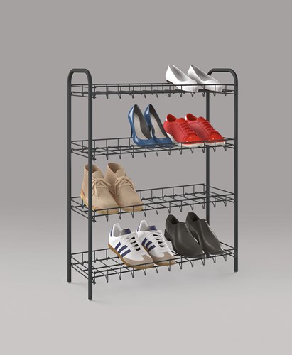 Tomado étagère à chaussures noire 4 niveaux métal 64x23x80,5 cm organiseur