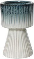 Decoris Blumentopf Keramik Blau-Weiß Ø12x19,5cm Dekoration