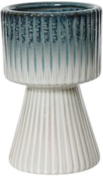 Decoris pot de fleurs céramique bleu-blanc Ø12x19,5cm décoration