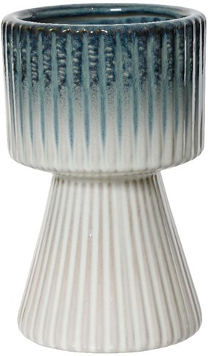 Decoris Blumentopf Keramik Blau-Weiß Ø12x19,5cm Dekoration