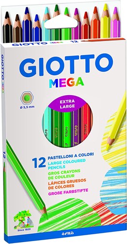 Giotto crayons de couleur Mega 12 pièces extra épais pour enfants-3