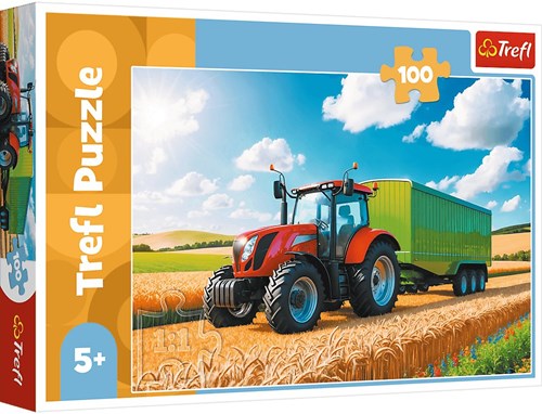 Trefl Puzzle Landwirtschaft Traktor mit Anhänger - 100 Teile FSC