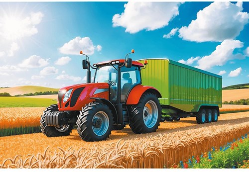 Trefl Puzzle Landwirtschaft Traktor mit Anhänger - 100 Teile FSC-2