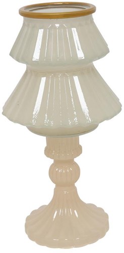 Countryfield Kerzenhalter Baum Creme Glas luxuriöse Tischdeko 18,5cm
