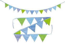 Goki guirlande fanions coton bleu-vert 220 cm décoration fête