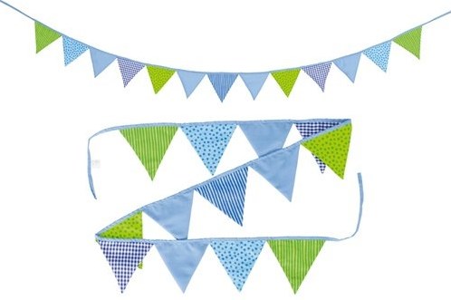 Goki guirlande fanions coton bleu-vert 220 cm décoration fête
