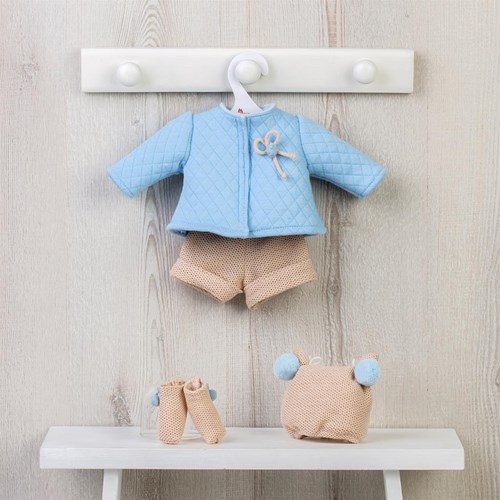 Asi Puppenkleidung skandinavisches Design blau/beige Set Puppenoutfit