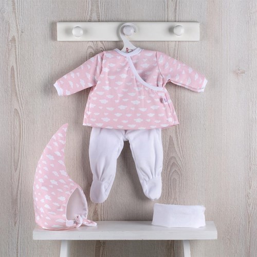 Asi Puppenkleidung Winteroutfit Skandinavien rosa mit Wolken - Puppenmode