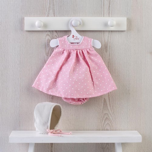 Asi Puppenkleidung Kleid mit Punkten und Mütze - Puppenzubehör