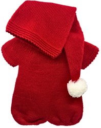 ASI DREAMS Doll Clothing - Christmas Suit In Knitted Fabric And Santa Hat, Dark Red