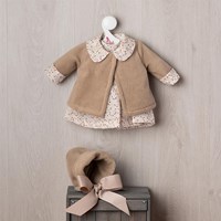 Asi Puppenkleidung - Jacke, Mütze und Kleid mit Kirschmuster - Puppenoutfit