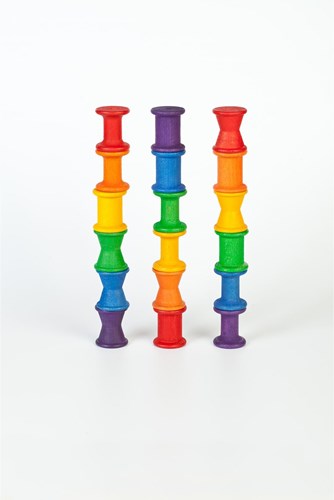 Grapat jouets bobines bois couleurs arc-en-ciel 18 pièces éducatif-3