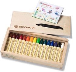 Stockmar Wachsmalstifte Set 16 Farben in Holzkiste für Kinder