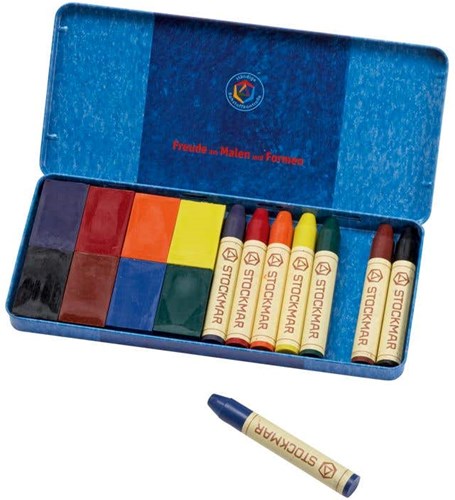 Stockmar combi 8 stiftjes + 8 blokjes - blik