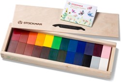 Stockmar Wachsmalblöcke Kreativset 24 Farben Holzkiste