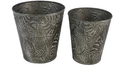 HBX natural living lot de pots à fleurs zinc gris rond décoration 2 pièces