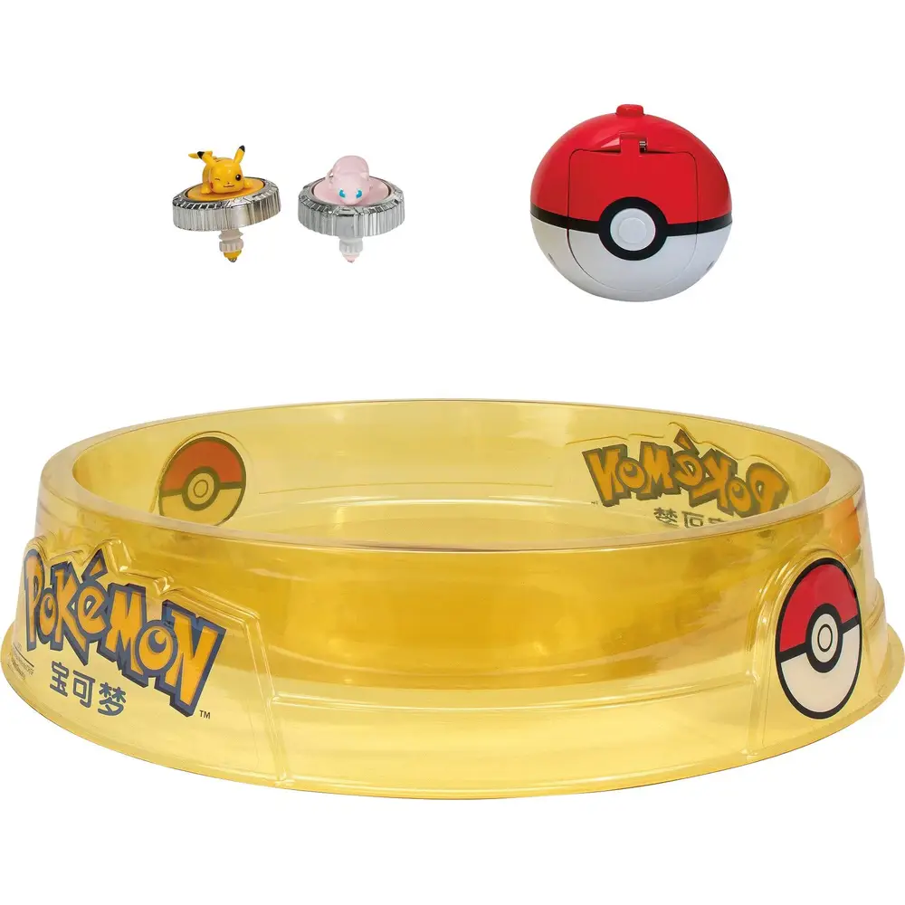 Jazwares Pokémon Battle Spinners coffret de jeu avec stade Pikachu Mew