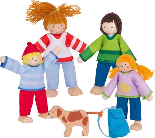 Goki famille camping maison de poupée poupées articulées bois multicolore-2