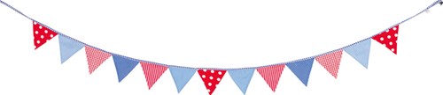 Goki guirlande en coton bleu-rouge pour fête et décoration-3
