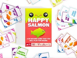 Exploding Kittens Partyspiel Happy Salmon Kartenspiel für Kinder und Erwachsene